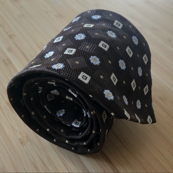 Altea Brown & Tan Silk Neck Tie - Picture 2 of 6